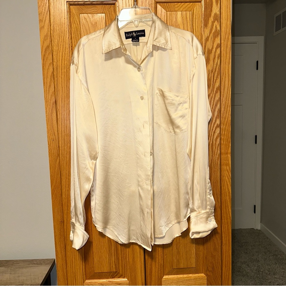 Ralph Lauren Lady’s Button Down in Cream Silk 100% size 4 - Picture 3 of 9